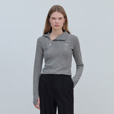 LOGO MIX UNBALANCE HALF ZIP-UP TOP - GRAY