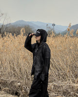 Rukle Mesh Dirty Hooded Zip-Up