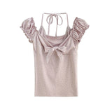 Lure Ribbon Shirring Slim Top
