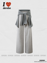 Stripe cardigan wrap banding casual pants