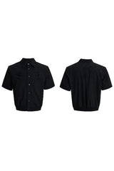Textured Embroidered Cropped Shirt