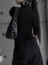 studded shoulder shark bag
