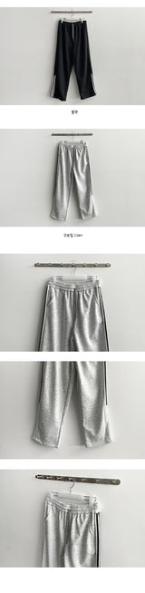 3 Line Coloring Accentuated Banded Wide Pants