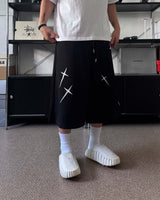 AO cross embroidery Bermuda sweatpants