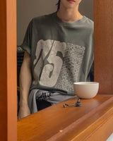 Pauline 75 レタリングピグメント半袖Tシャツ