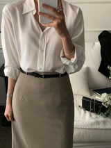 Lavin H-line Slit Long Skirt / 4 colors