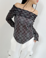 ARGYLE OFF-SHOULDER🤍❤ - 2 COLORS