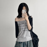 ナグランリトルガールオフショルダーレグランTシャツ(3 colors)