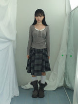 Charcoal Blend Checkered Layered Skirt