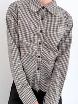 SHIRRING COTTON CHECK SHIRT