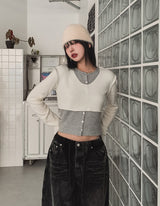 Linz Two-Tone Layered Knit Cardigan