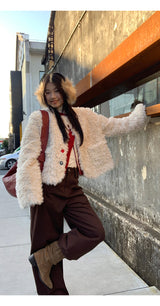Beads Burton No Collar Round Fur Jacket