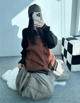 カラーブロックラグラン2ウェイジップアップ🤎🖤🩶🤍 - 3 カラーズ