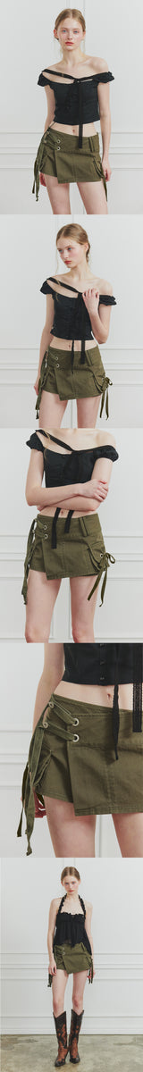 TINA BUCKLE CARGO SKIRT khaki