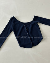 shoulder unbalanced ribbed cardigan