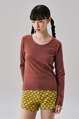 ストライプウールTシャツ [Red]