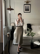 Lavin H-line Slit Long Skirt / 4 colors