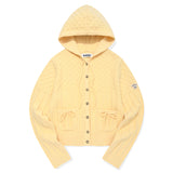 CHERRY RIBBON HOODIE CARDIAGN [LIGHT YELLOW]