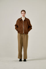 Semi wide pants (Beige)