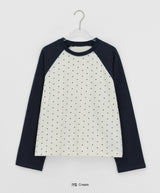 26SS★ [BAONHAUS] ケトゥンドットカラーマッチングラグランTシャツ