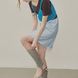 Rose Stain Lace Mini Skirt