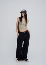 Julie Pig Ribbed Snap Hood Sleeveless