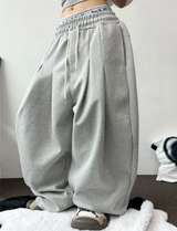 HARDU STRING COTTON BABY TWO PINTUCK BALLOON LONG PANTS 🩶🤎🖤🩷💚6COLOR