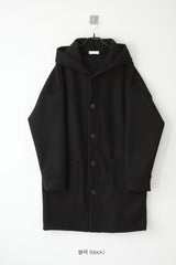 relaxed hood wool coat