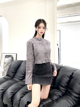 1059. Star stud suede crop jk (2color)