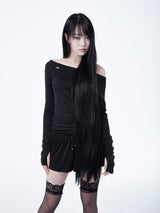 RAGLAN METAL LOGO DRESS [BLACK]