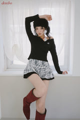 Halterneck Lace Layered Two-Piece Knitwear