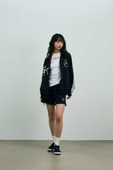RIBBON JERSEY TRACK SHORTS PANTS / NAVY