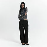 C DOUBLE LOOP WIDE WOOL SLACKS_CHARCOAL