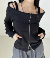 OFF-SHOULDER + 2-WAY ZIP-UP💛🤍🖤 - 2 COLORS