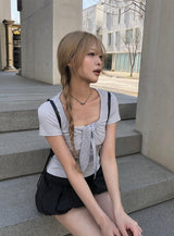 ナーディ チェックタイ シャーリング スリム ショートスリーブ Tシャツ