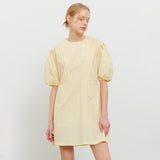 スティッチピンタックシャーリングミニワンピース　イエロー