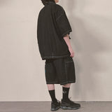 デニムステッチショーツ_ブラック