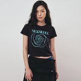 NICOLE ROSE PRINTING CROP TOP_BLACK BURGUNDY