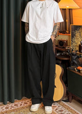 A-line Curved Wide Cotton Pants 3COLOR
