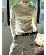 [MUSCLE FIT] Highneck warmer knit zip(3color)