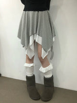 サイド ストラップ ストライプ アンバランス スカート
