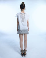 Grunge Claw Leopard Eyelet Tee - White