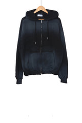 Spray washed hood zip-up