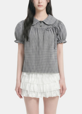 Nela Check Puff Blouse