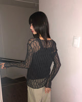 Cellu mesh see-through long-sleeved cardigan