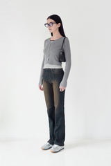 KIRSH PLAIN SEMI FLARE DENIM PANTS [LIGHT CHARCOAL]