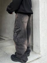 Zelda Vintage Wide Diagonal Cargo Denim