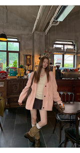 Pink laze oversized-fit knit cardigan