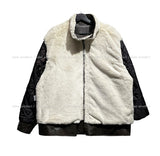 [Mink lining] キャッチレザーハイネックハーフコート