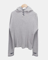ブレハイネックワッフルフード長袖Tシャツ